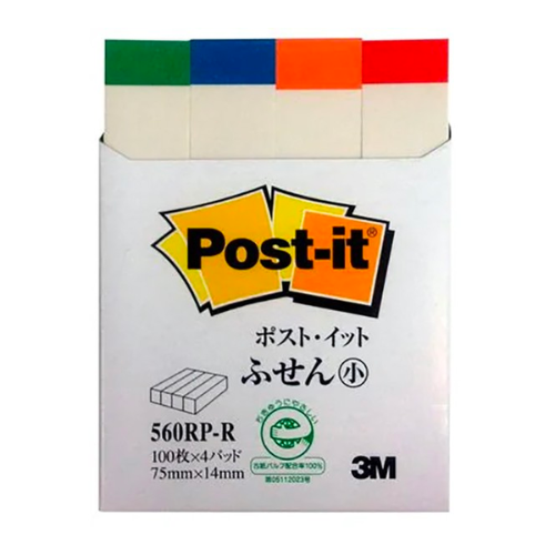 3M 560RP-R  1/2"x3" 4 Color Post It 報事貼 (pkg)