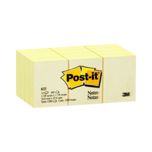 3M 653 1.5"x2" Yellow Post It 報事貼 (12's/pkg)